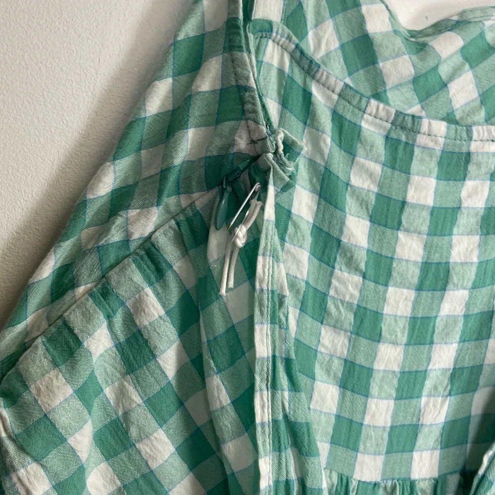 NEW Nordstrom Jumpsuit Womens XS Green White Gingham Sleeveless Tie Back NWOT - Picture 6 of 15